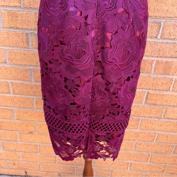 REVIEW Burgundy Lace Dress Size 6 Work Office Event Party Wedding - Picture 5 of 7